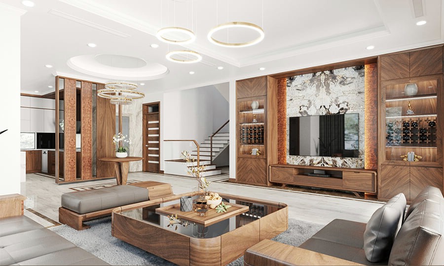 Bàn trà gỗ óc chó đẹp sang trọng hiện đại