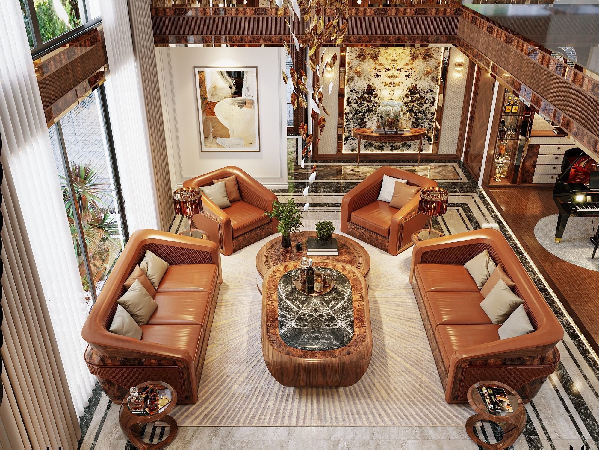 Ghế sofa gỗ óc chó sang trọng hiện đại