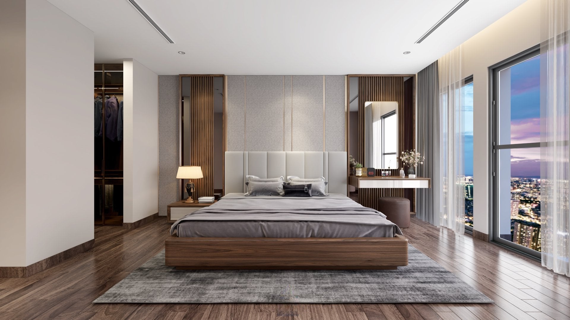 Giường ngủ gỗ óc chó cao cấp