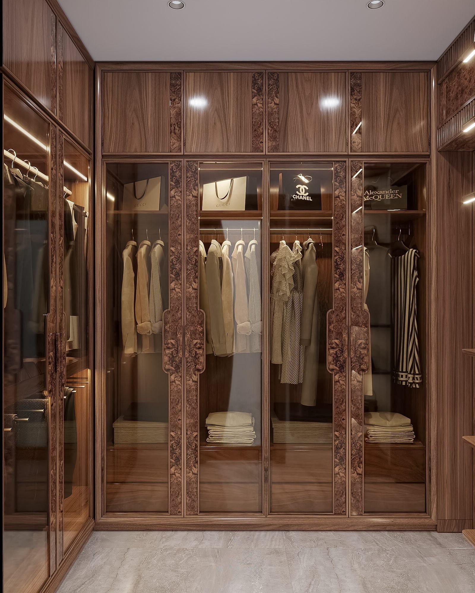 Tủ quần áo gỗ óc chó hiện đại cao cấp